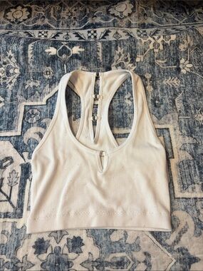 Aerie Racerback Ribbed Crop Tank Top – White